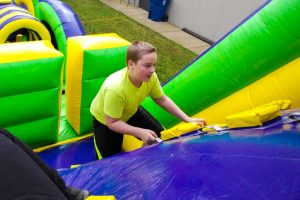 inflatable obstacle course, church picnic, school event, carnival, festival